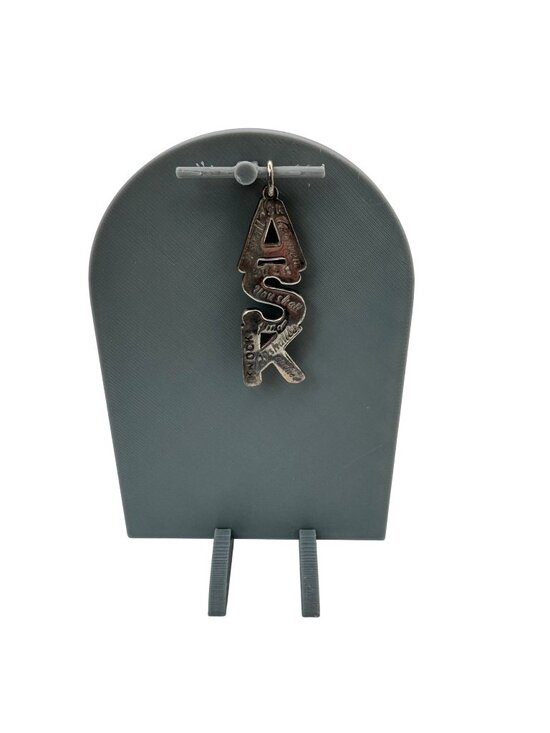 Estate Jewelry - ASK Religious Pendant Charm Matthew 7:7 Silver Ton 2003 Christian Signed G Terry